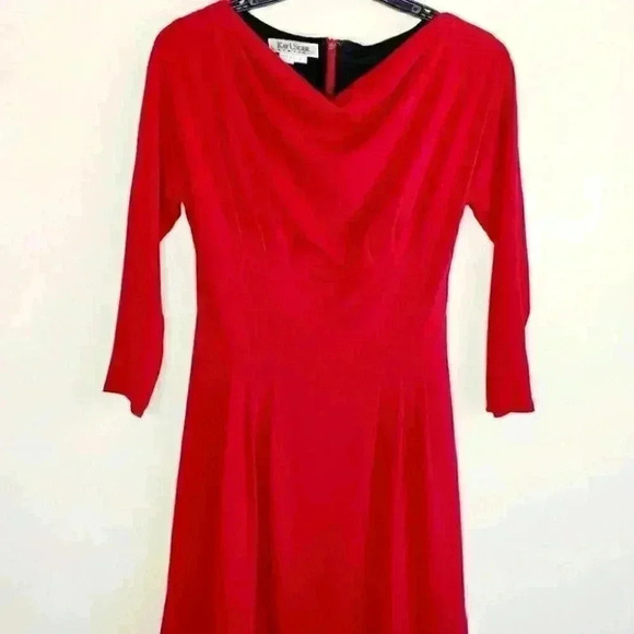Kay Unger cowl neck midi dress size 2 red knee length - Picture 12 of 12